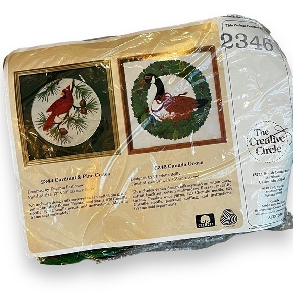 NEW 1988 Creative Circle Embroidery Kit 2346 Canada Goose 13”x13” Sealed Package - Picture 2 of 6